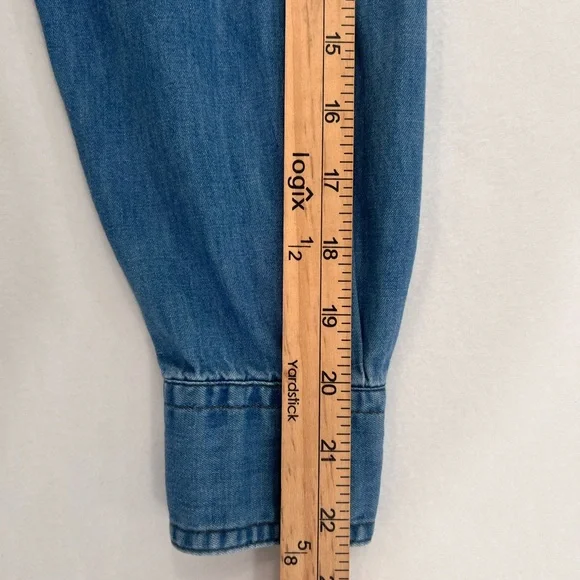 Harley-Davidson Biker Blues Womens Chambray Cropped Tie Front Shirt Y2K S - Picture 11 of 12